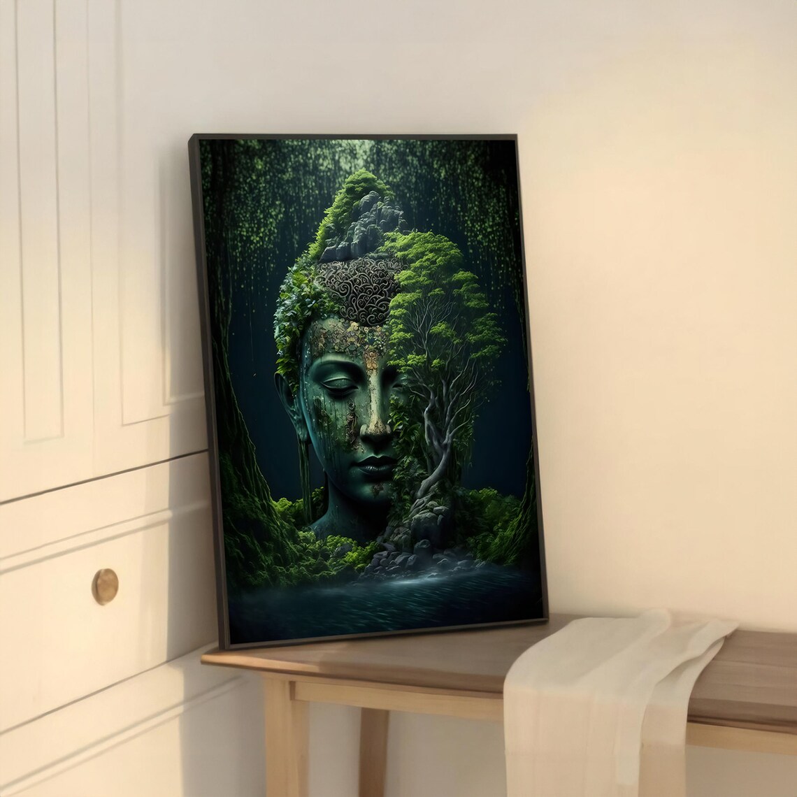 Nature And Buddha Art Print, Serene Tranquil Painting - Image 5