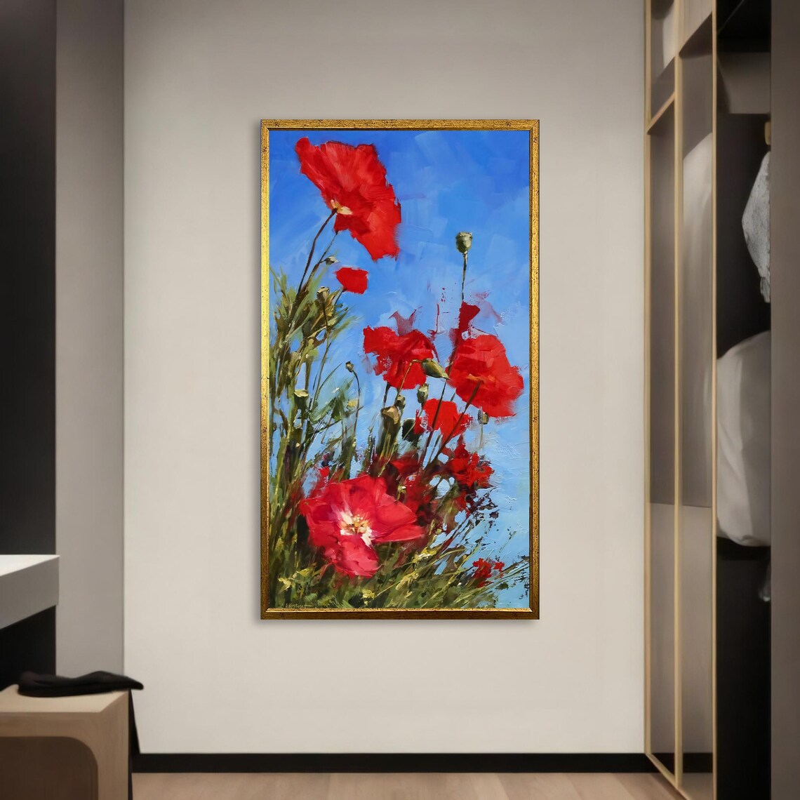 Red Poppies Painting, Bold Floral Wall Art - Image 3
