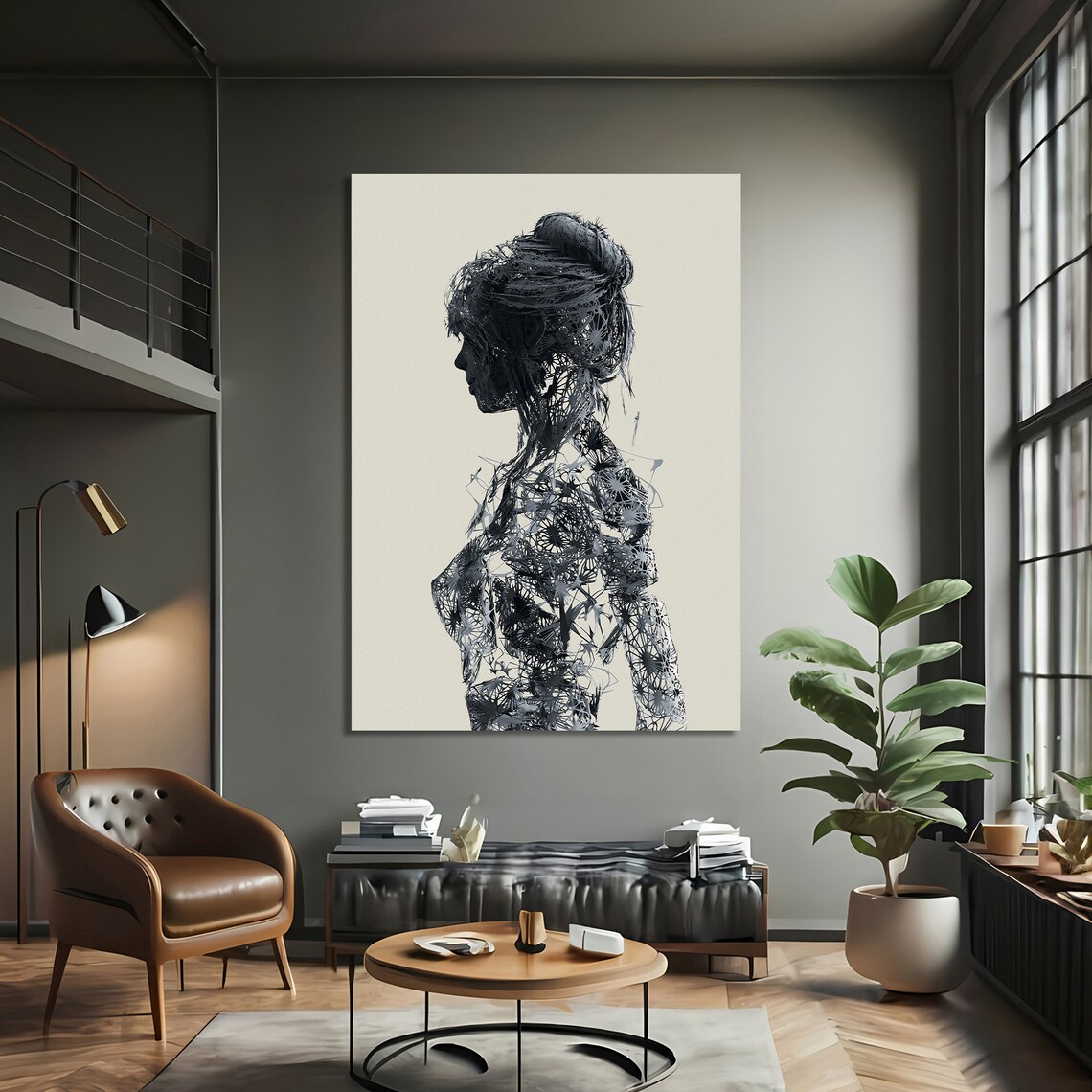 Intricate Silhouette Of A Woman, Modern Abstract Art Print - Image 3