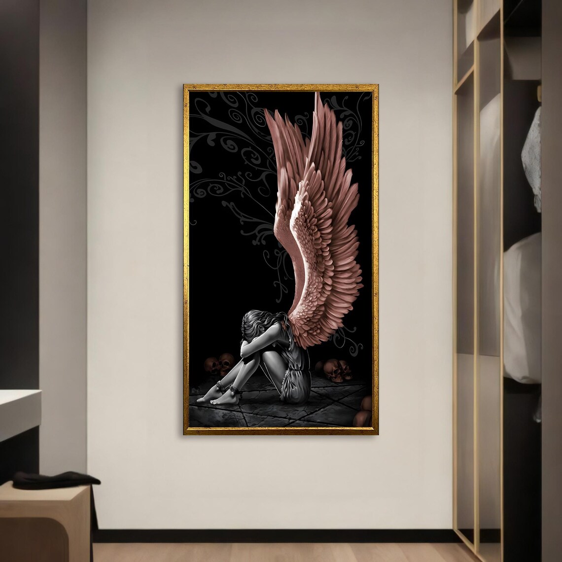 Dark Angel Painting, Gothic Emotional Art Print - Image 3