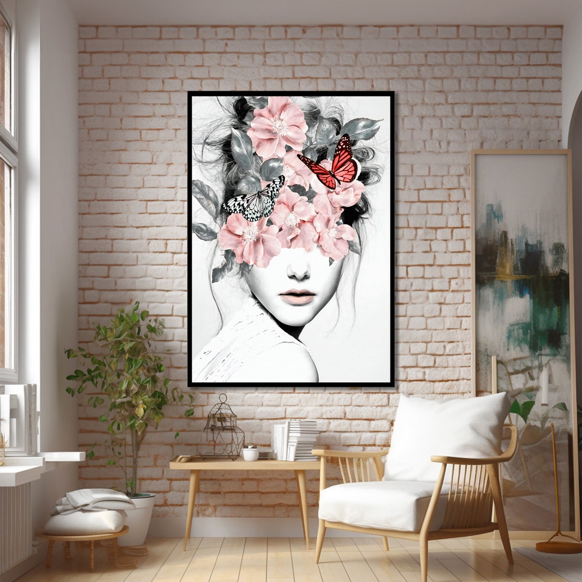 Floral Fantasy Woman With Butterflies Art Print - Image 2