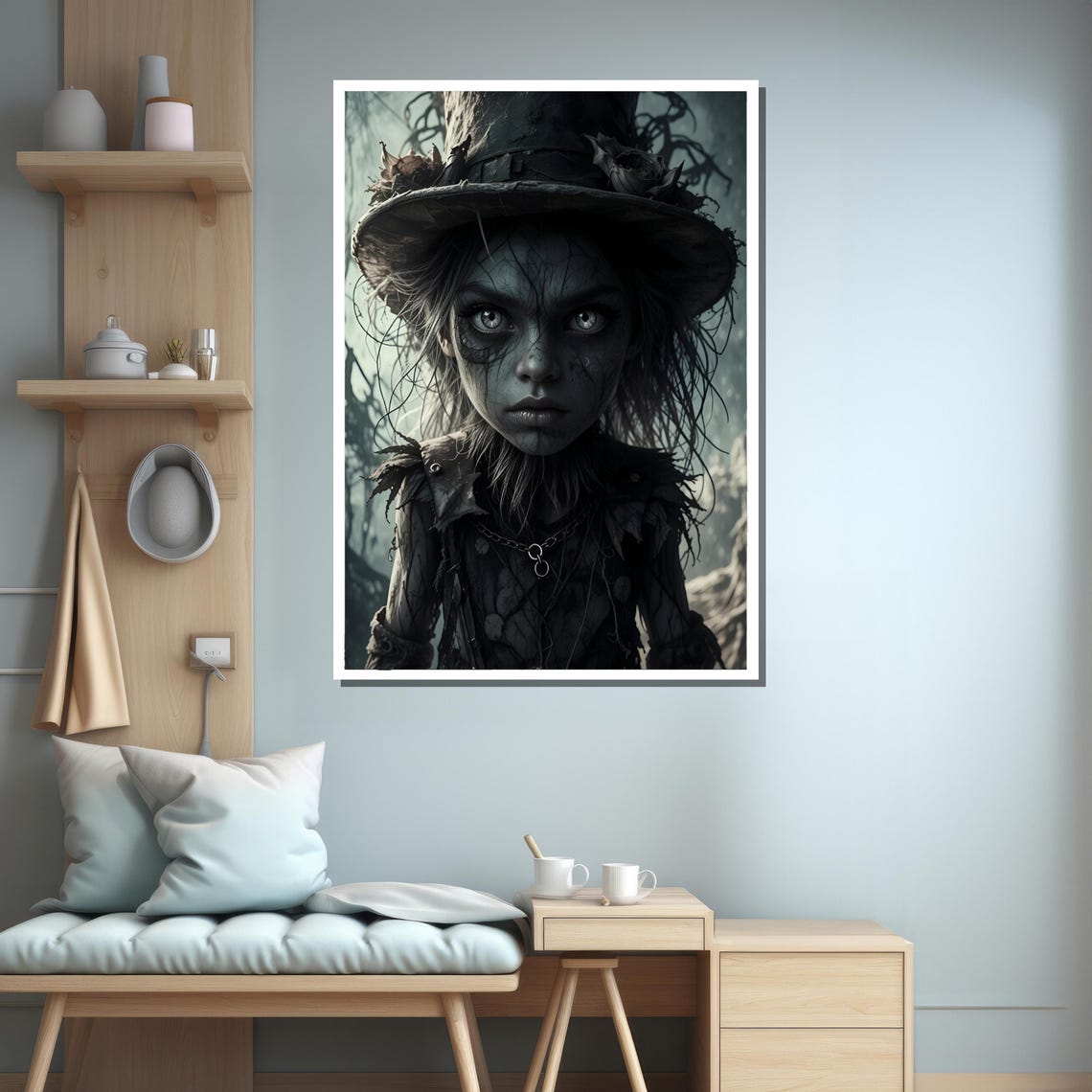 Dark Enchanted Forest Child Portrait Framed Or Unframed Art Print For Gothic Bedroom Wall Decor - Image 3