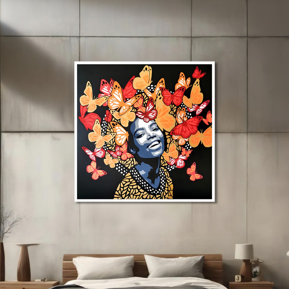 Butterfly Crown Painting, African Woman Wall Art - Image 3