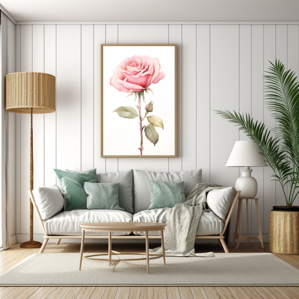 Rose Watercolor Wall Art Watercolor Rose Pink Rose Watercolor Pink Rose Painting Floral Watercolor Rose Wall Art Blush Pink - Image 2