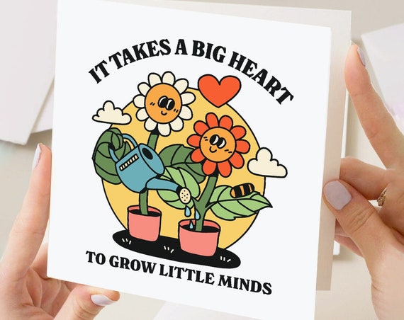 Big Heart To Grow Little Minds Thank You Card Greeting Card Special Teacher Gift End Of Term Gift Lecturer Greeting Card Student Cards