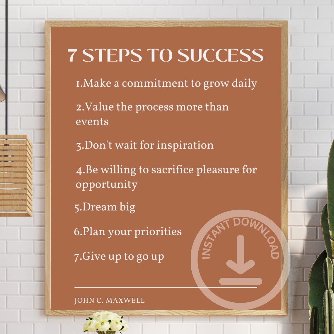 John C Maxwell 7 Steps To Success Leadership List Quote Poster - Image 2
