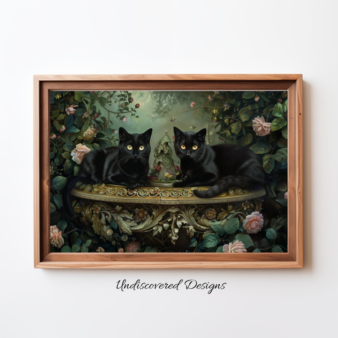 Black Cats Spooky Halloween Art Dcor Wall Vintage Prints Oil Painting