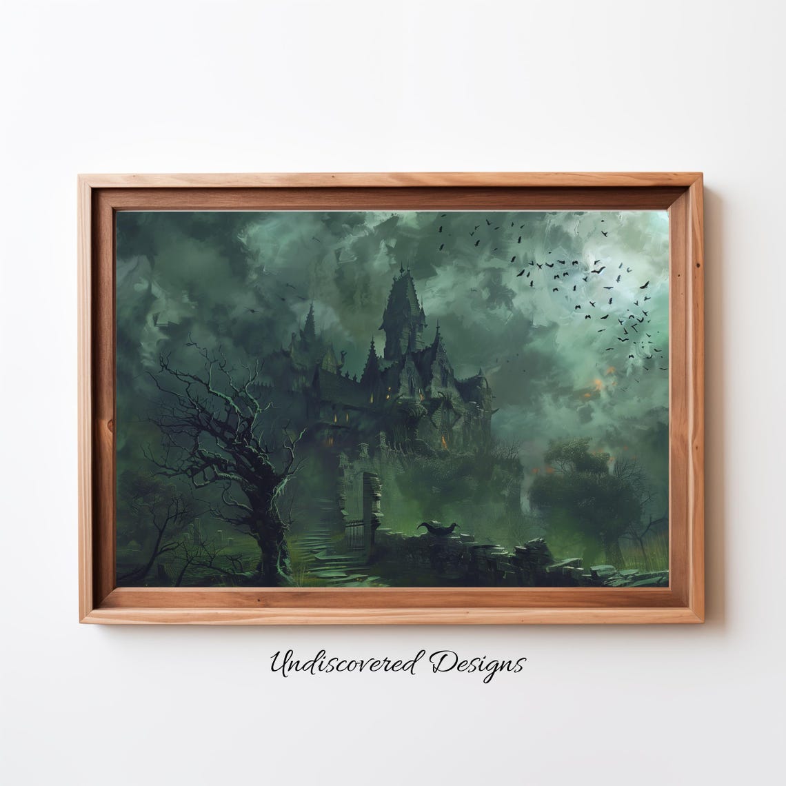 Spooky Haunted House Art Vintage Halloween Oil Painting Print