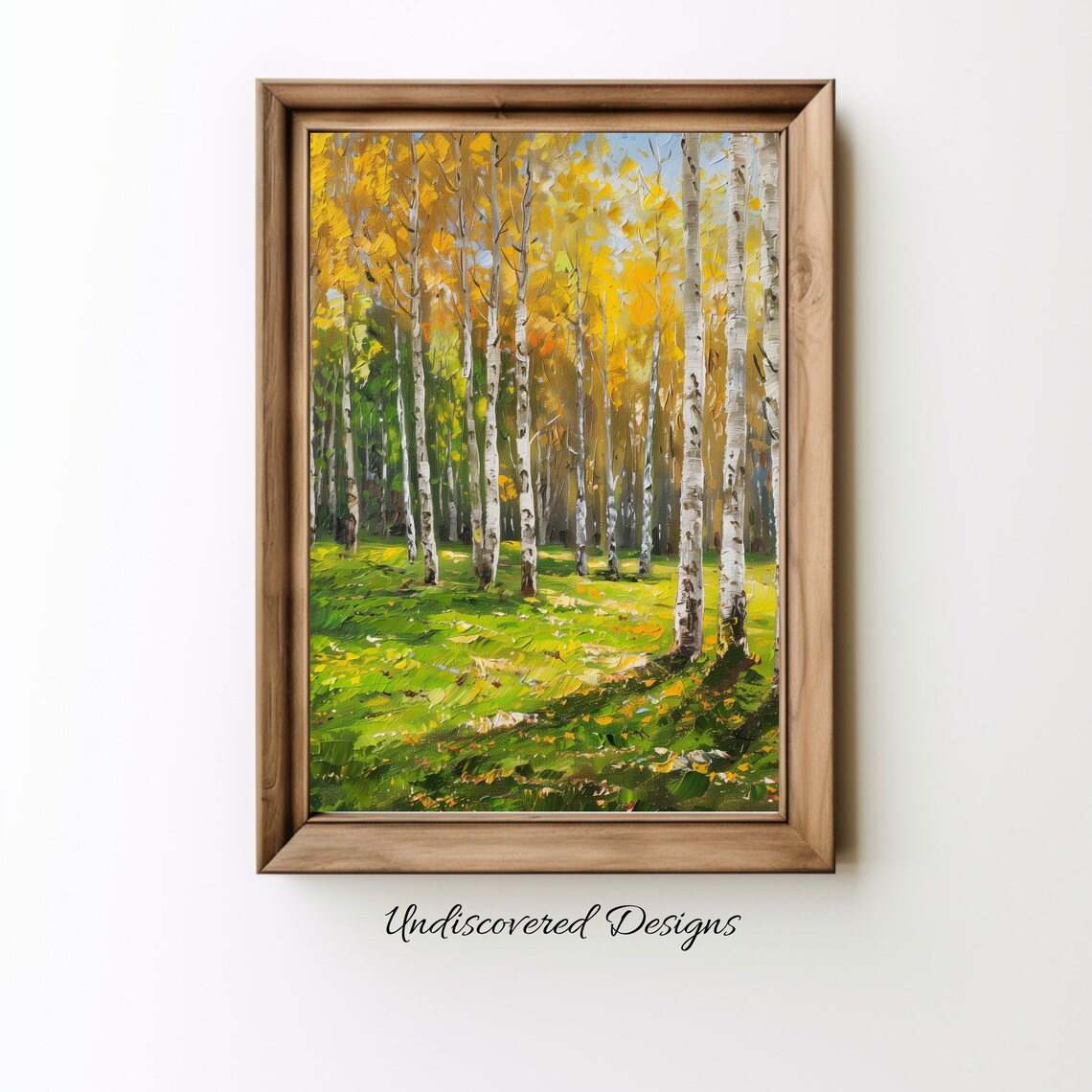 Golden Aspen Grove In Autumn Light Oil Painting Landscape Poster