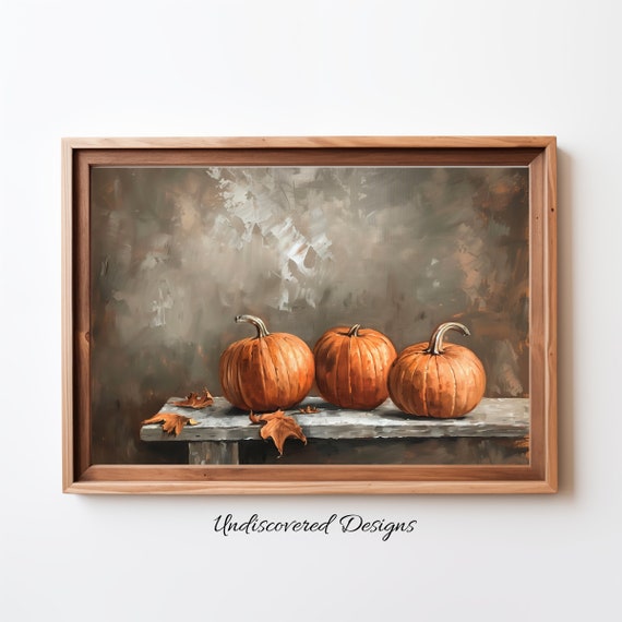 Pumpkins Oil Painting Art Print Spooky Halloween Decor Prints