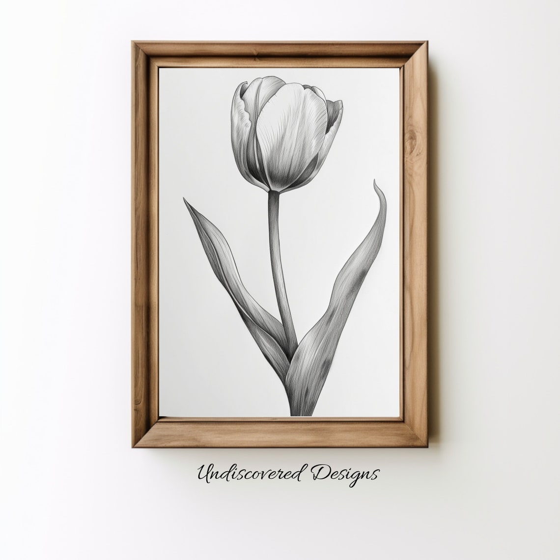 Graceful Single Tulip Vintage Pencil Sketch Botanical Flower Poster