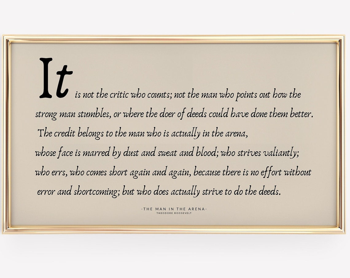 Theodore Roosevelt Man In The Arena Inspirational Quote Wall Poster
