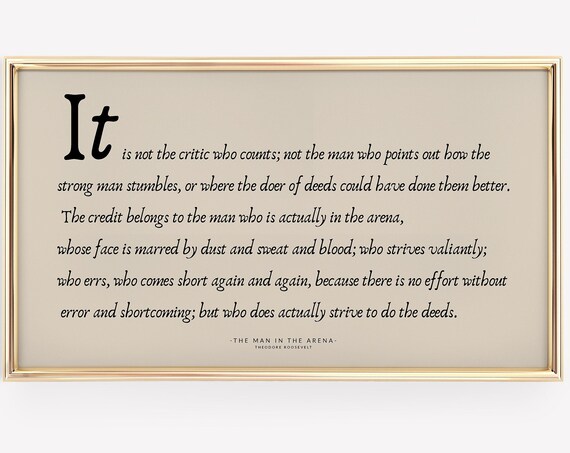 Theodore Roosevelt Man In The Arena Inspirational Quote Wall Poster