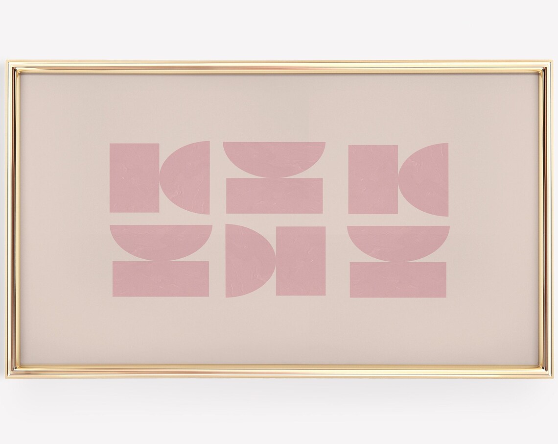 Blush Pink Mid Century Modern Geometric Shapes Decor Art Poster - Image 2