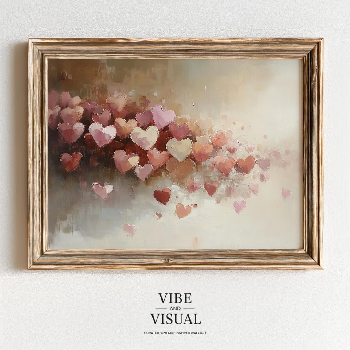 Floating Hearts Pastel Pink Romantic Valentine Love Art Poster