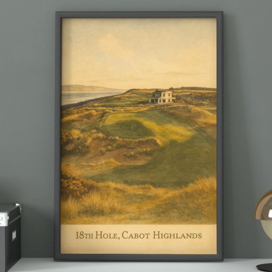 Cabot Highlands 18th Hole Coastal Dunes Vintage Golf Course Poster