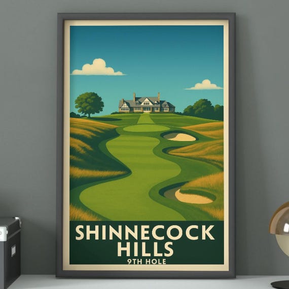 Shinnecock Hills 9th Hole Poster Vintage Golf Course Art Premium Print Wall Usa
