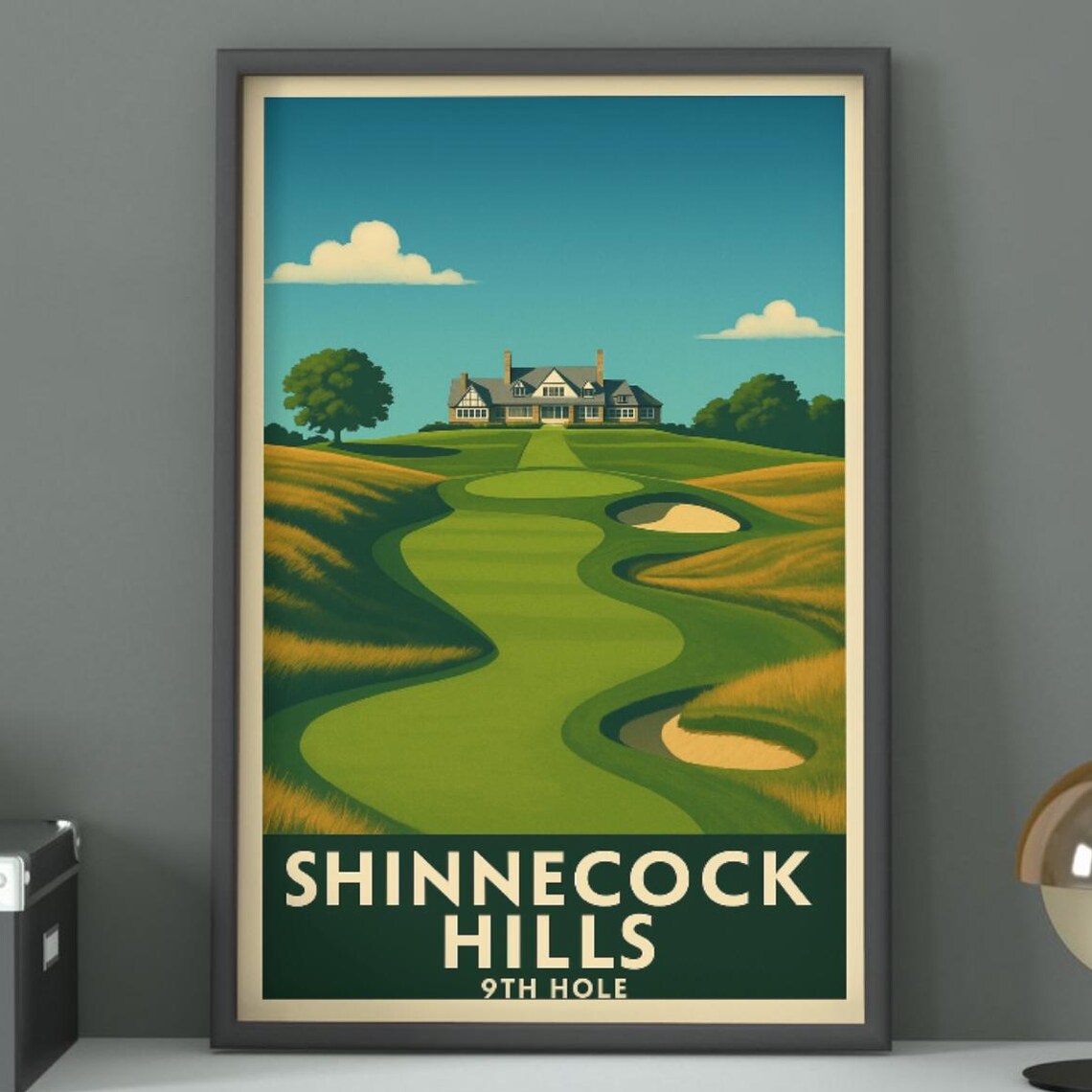 Shinnecock Hills 9th Hole Vintage Golf Clubhouse Travel Poster