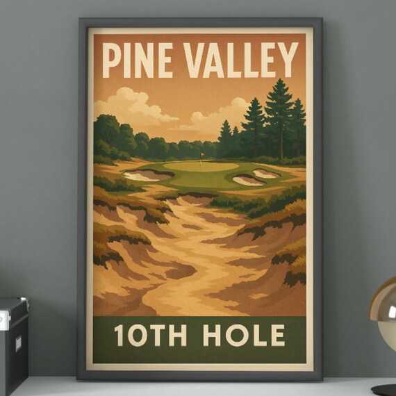 Pine Valley Golf Club 10th Hole Sandy Dunes Pines Vintage Golf Poster