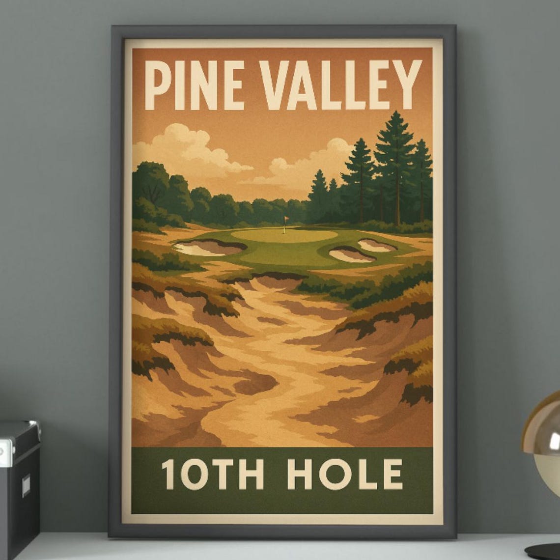 Pine Valley Golf Club 10th Hole Sandy Dunes Pines Vintage Golf Poster