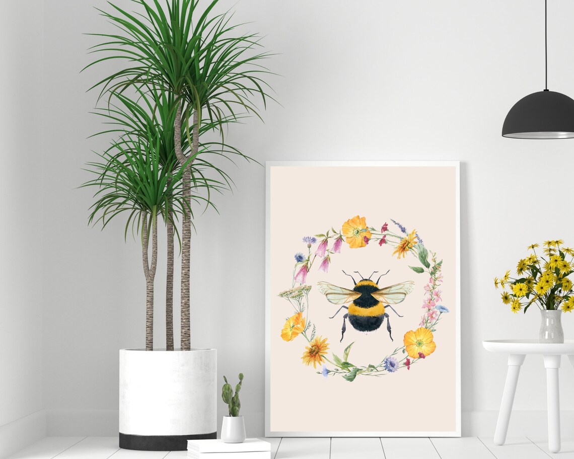 Bumble Bee Botanical Cottage Core Art Print - Image 3