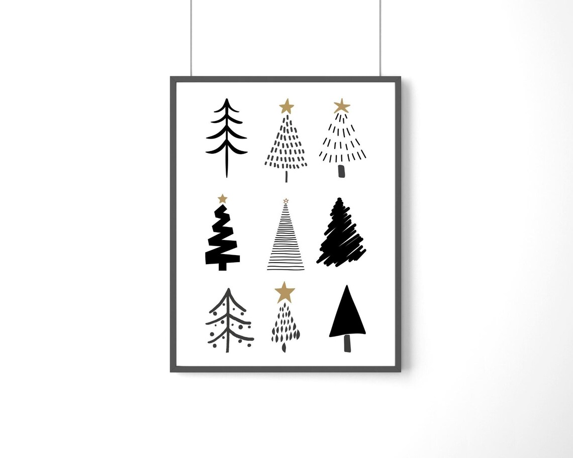 Christmas Tree Art Print, Black And White Holiday Decor - Image 3