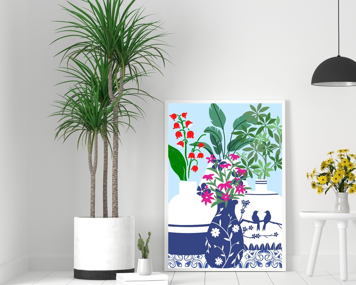 Chinoiserie China Vases Botanical Houseplants Art Print - Image 3