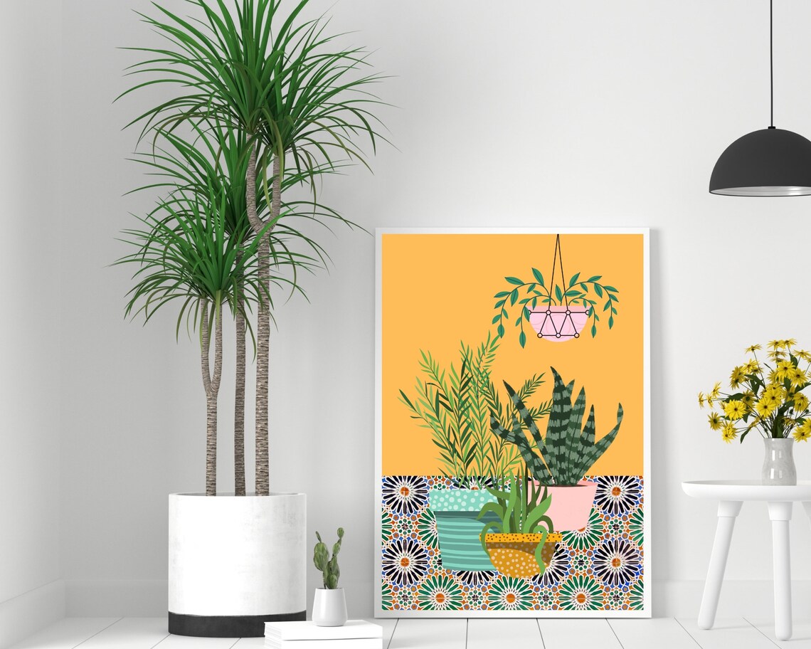 Tropical House Plants Art Print, Botanical Retro Style - Image 3
