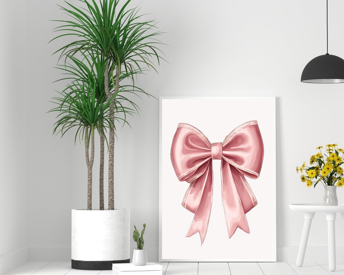 Dusty Pink Satin Bow Minimal Elegant Chic Single Wall Poster - Image 2