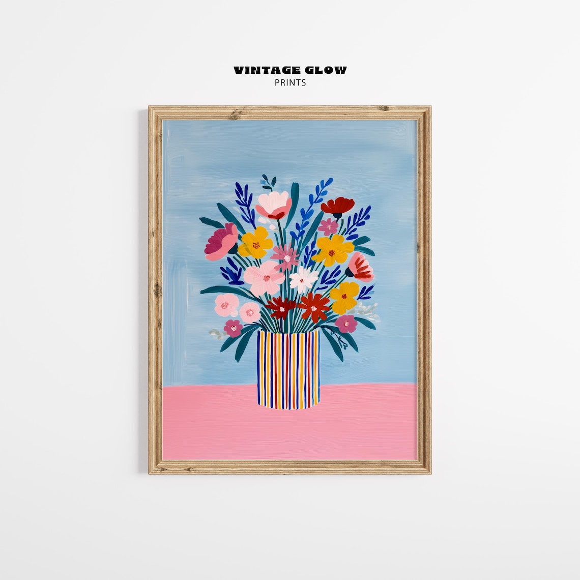 Colorful Floral Vase Print, Modern Abstract Botanical Art