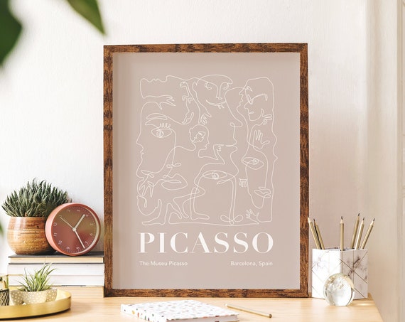 Picasso Line Drawing Print Art Abstract Neutral Beige Picasso Art Cute Trendy Wall Art