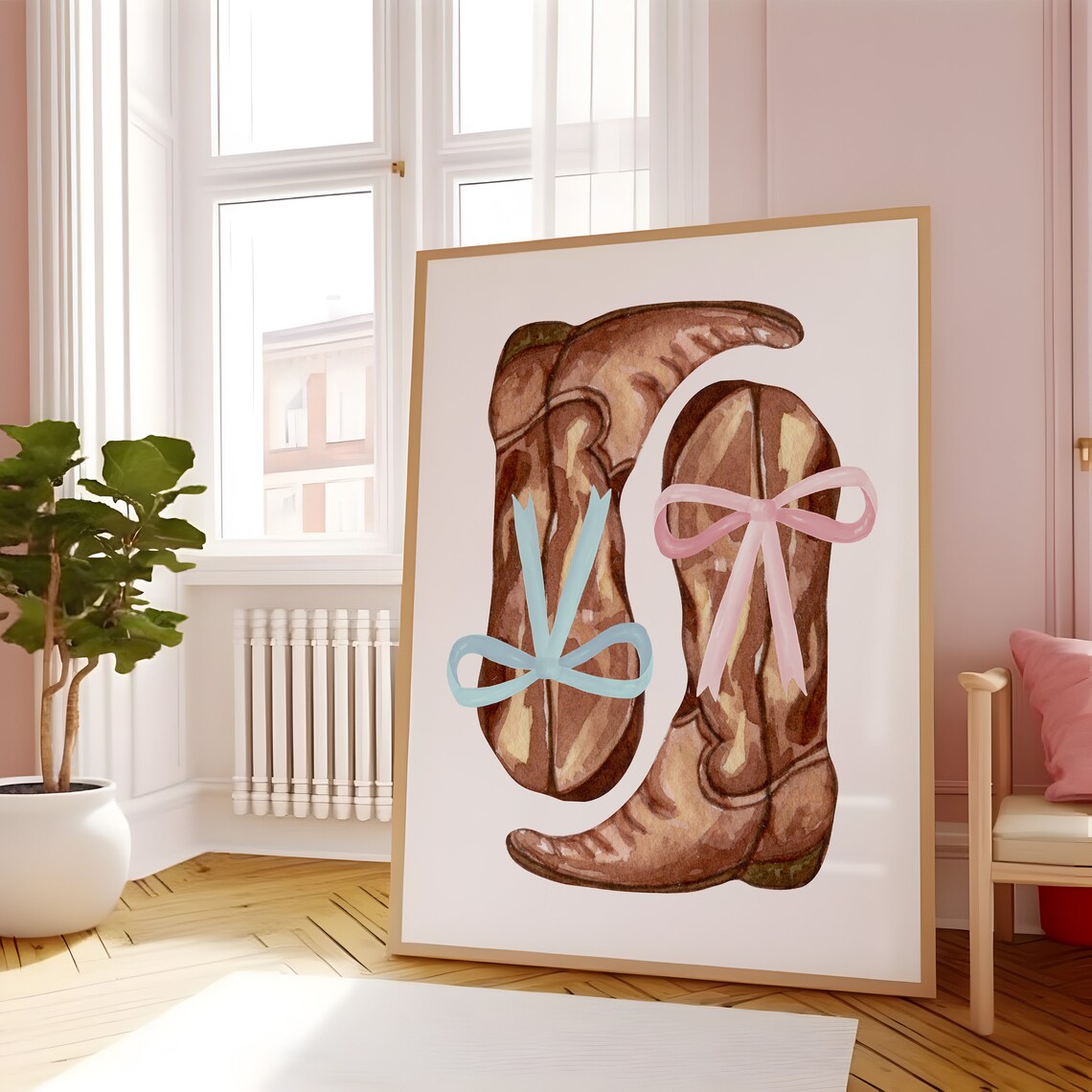 Cowgirl Boots With Pastel Bows Coquette Western Room Decor Poster - Image 5