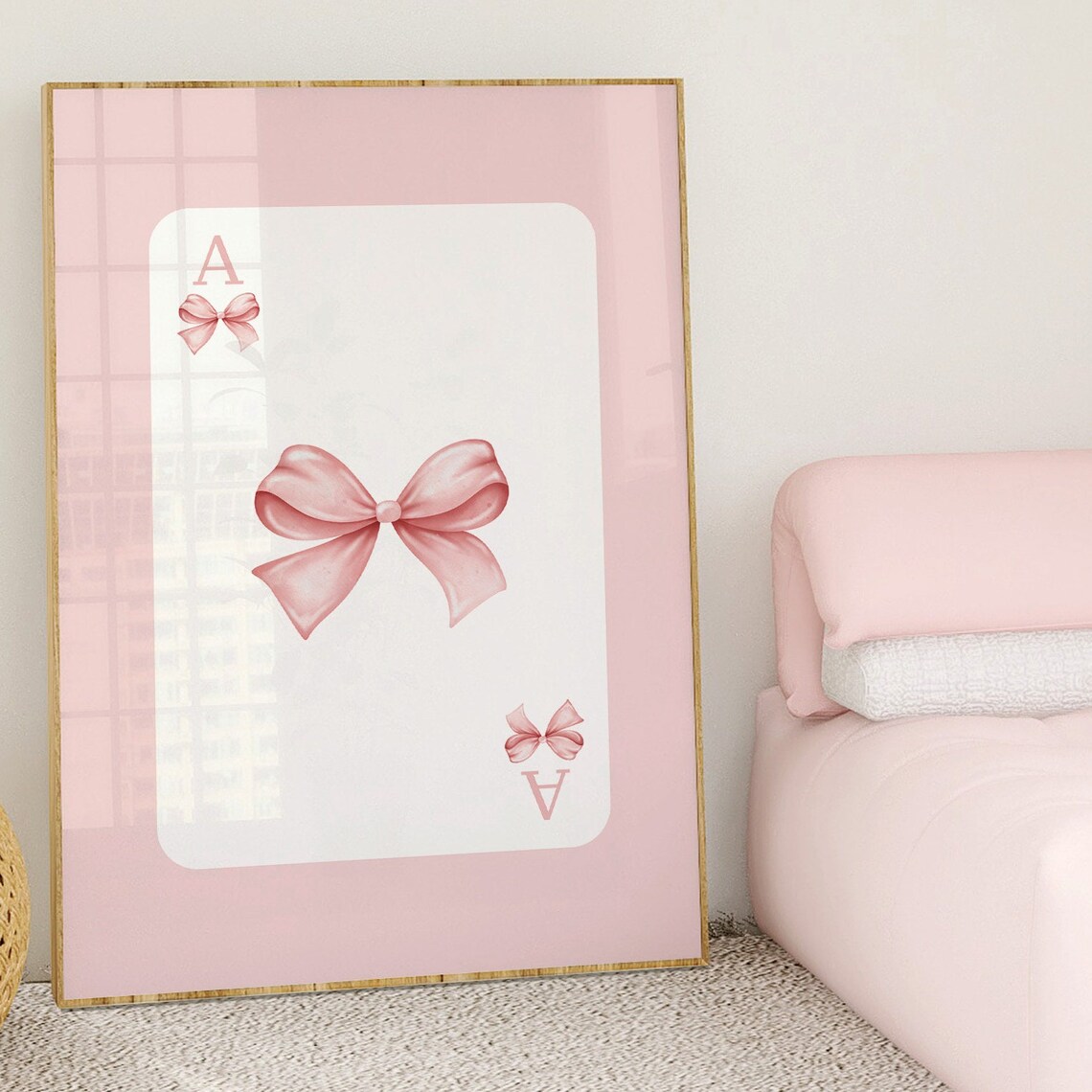 Pink Bow Ace of Hearts Balletcore Coquette Aesthetic Room Poster - Image 4