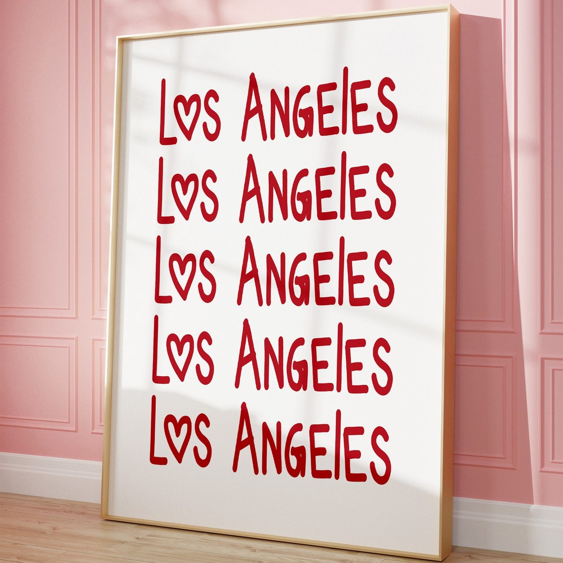 Los Angeles Print Poster Wall Art La California Art Minimalist La Art Heart Art Los Angeles Print Los Angeles Wall Art Print Art