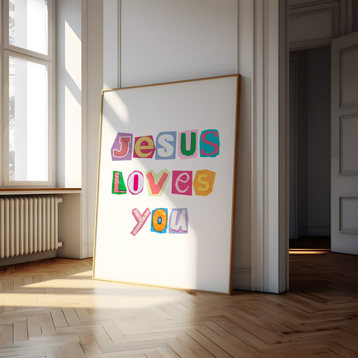 Jesus Loves You Christian Art Print, Pink Aesthetic - Image 4