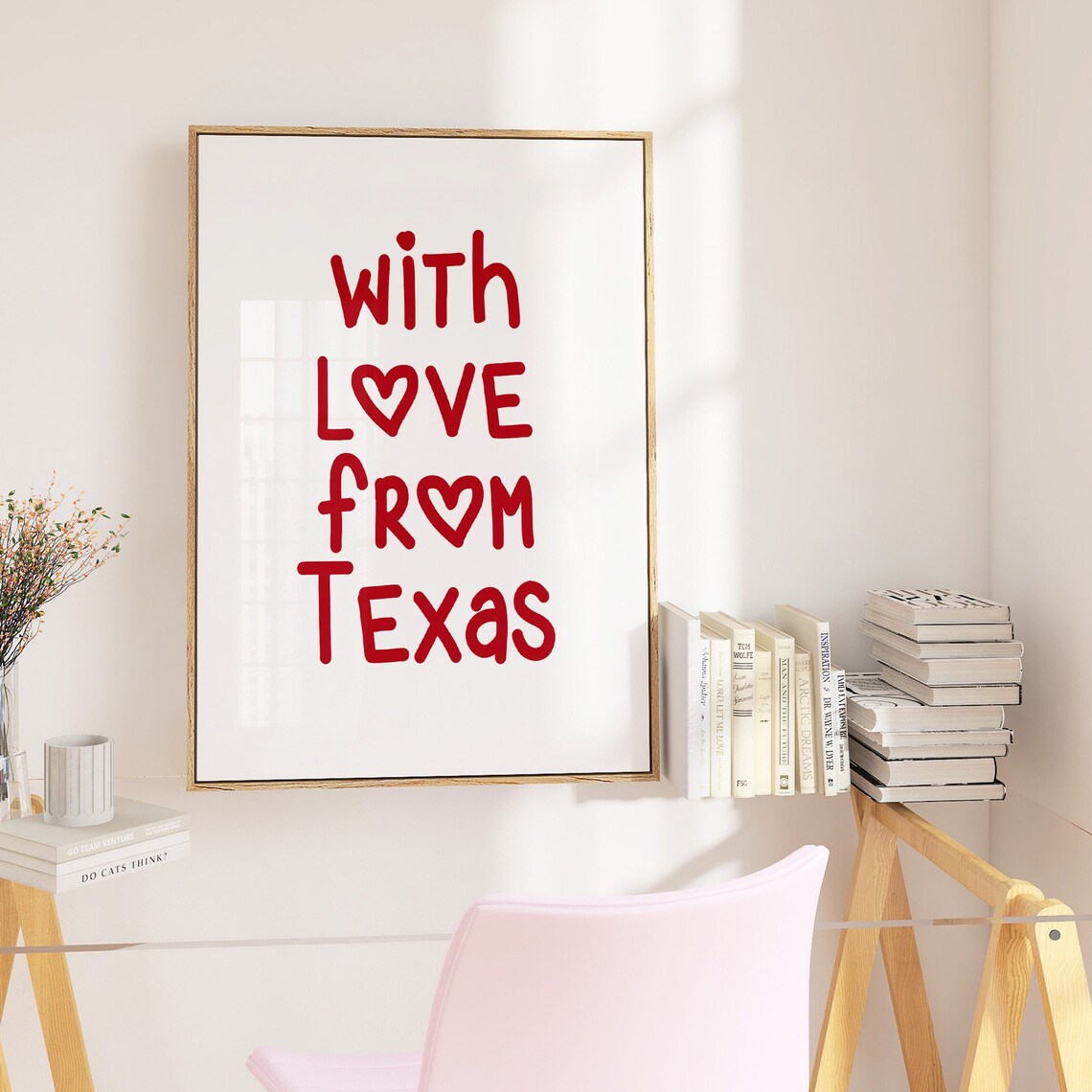 With Love From Texas Red Heart Hand Lettering State Pride Poster - Image 5