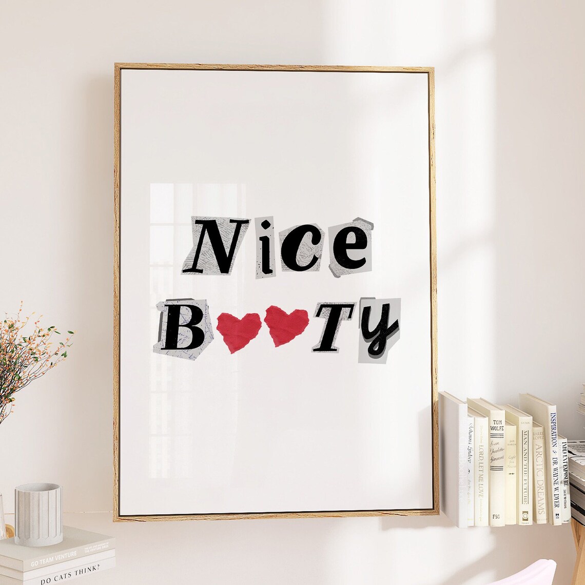 Nice Booty Playful Ransom Lettering Hearts Funny Bathroom Poster - Image 2
