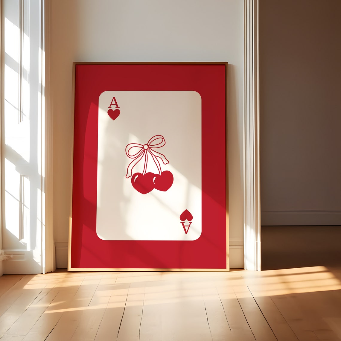 Ace of Hearts Cherry Bow Red Coquette Trendy Playing Card Poster - Image 2