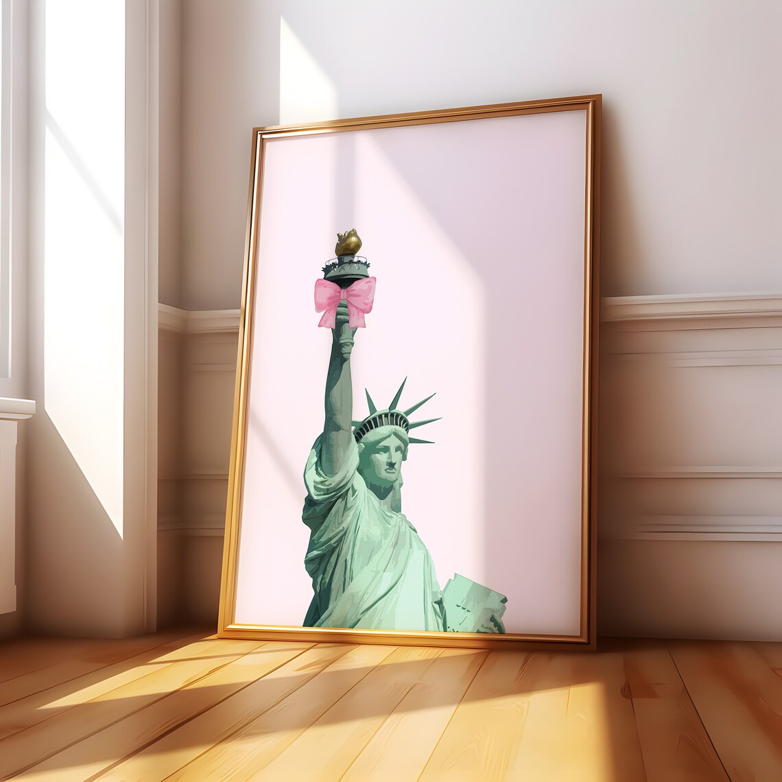 Statue Of Liberty With Pink Bow Coquette New York City Poster - Image 5