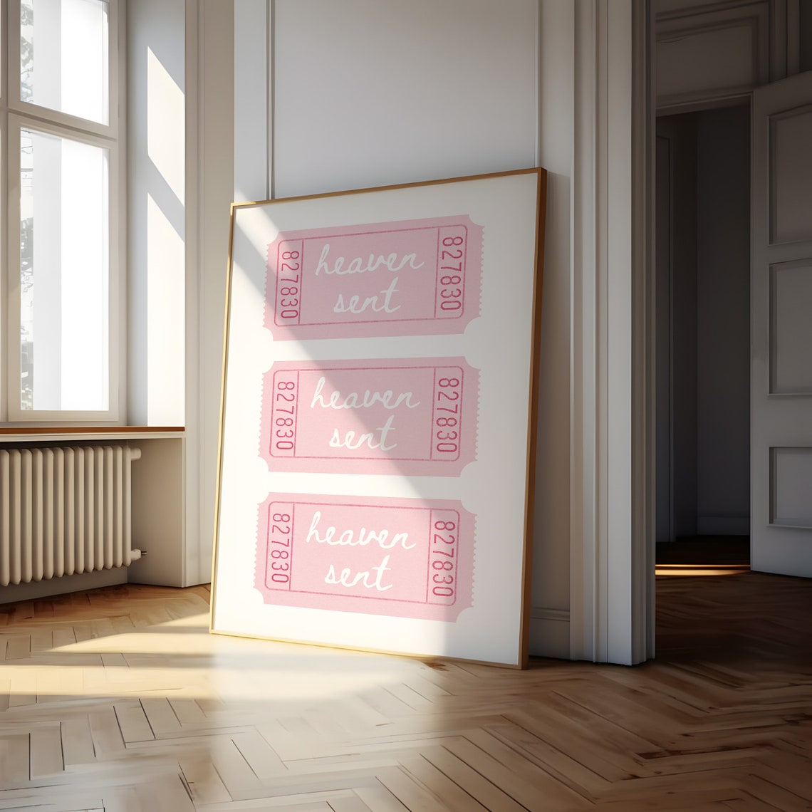 Heaven Sent Pink Ticket Stub Script Girly Dorm Room Decor Poster - Image 2