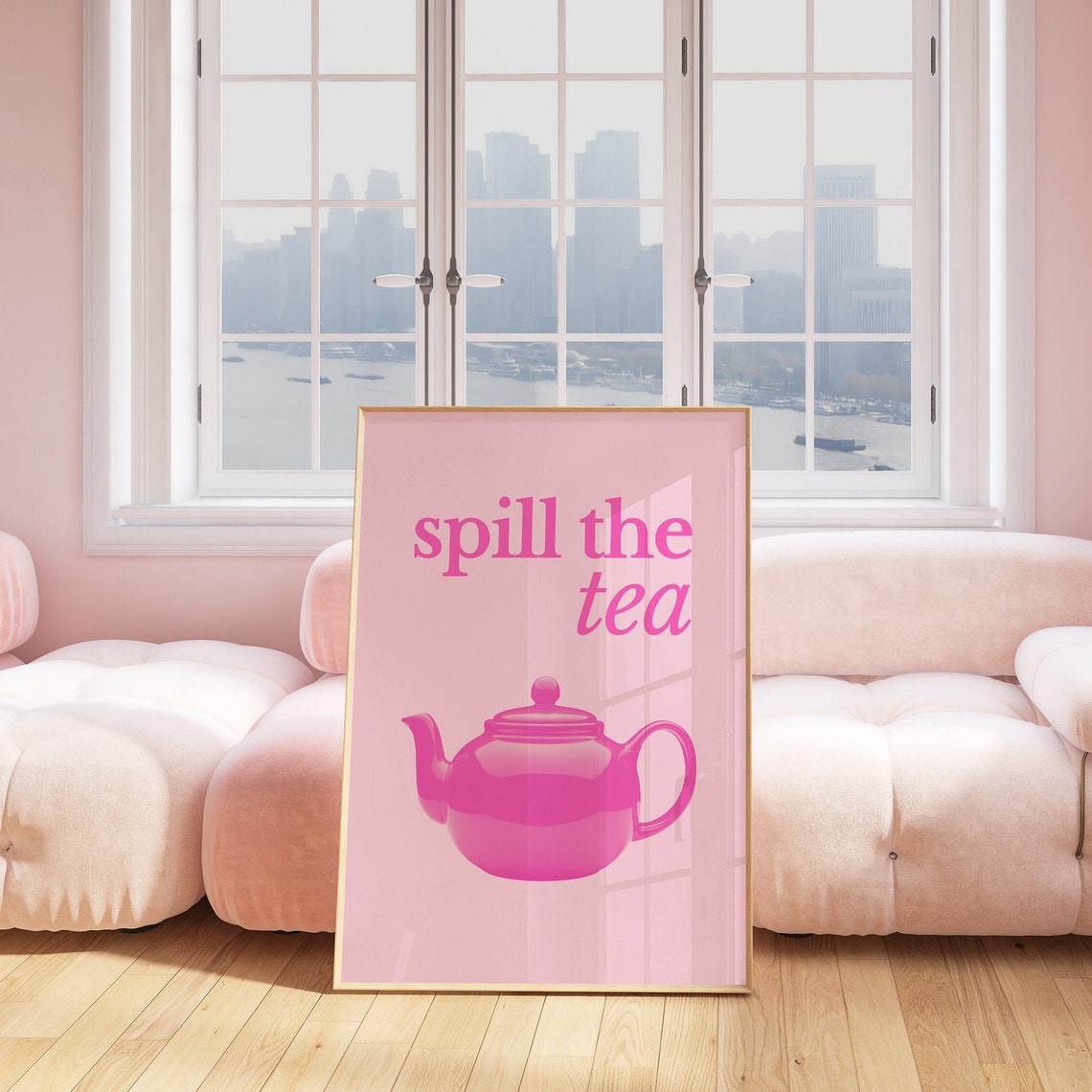 Spill the Tea Pink Teapot Retro Kitchen Saying Decorative Poster - Image 2