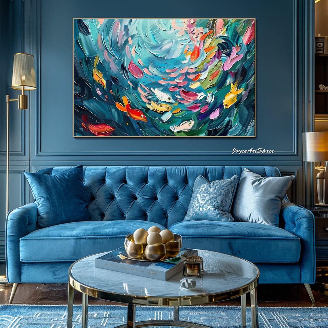 Abstract Fish Oil Painting, Boho Ocean Wall Art Print - Image 5