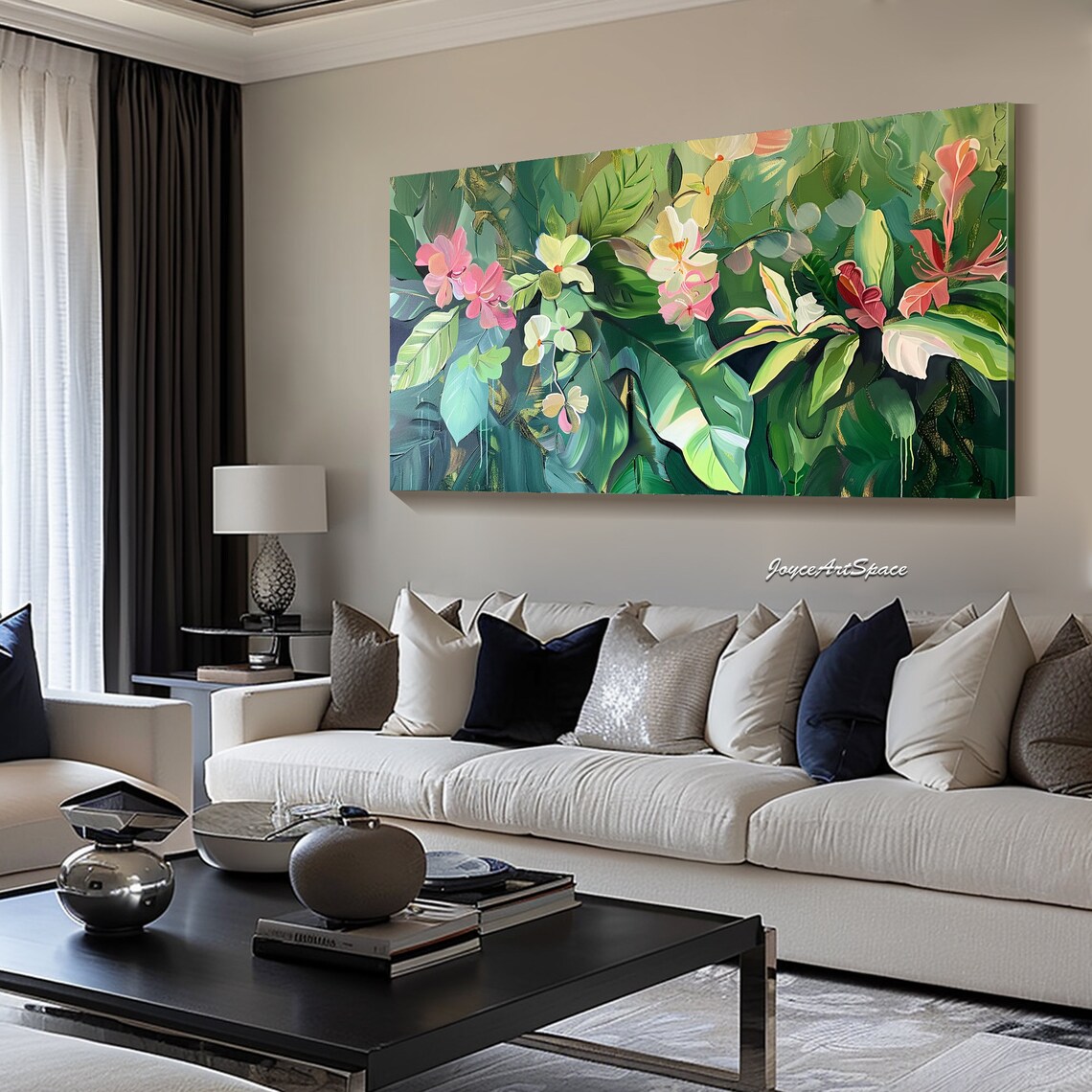 Abstract Green Plants, Modern Spring Wall Art Print - Image 3