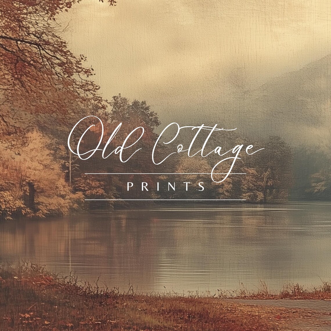 Autumn Reflections Serene Lake Scene, Rustic Landscape - Image 2