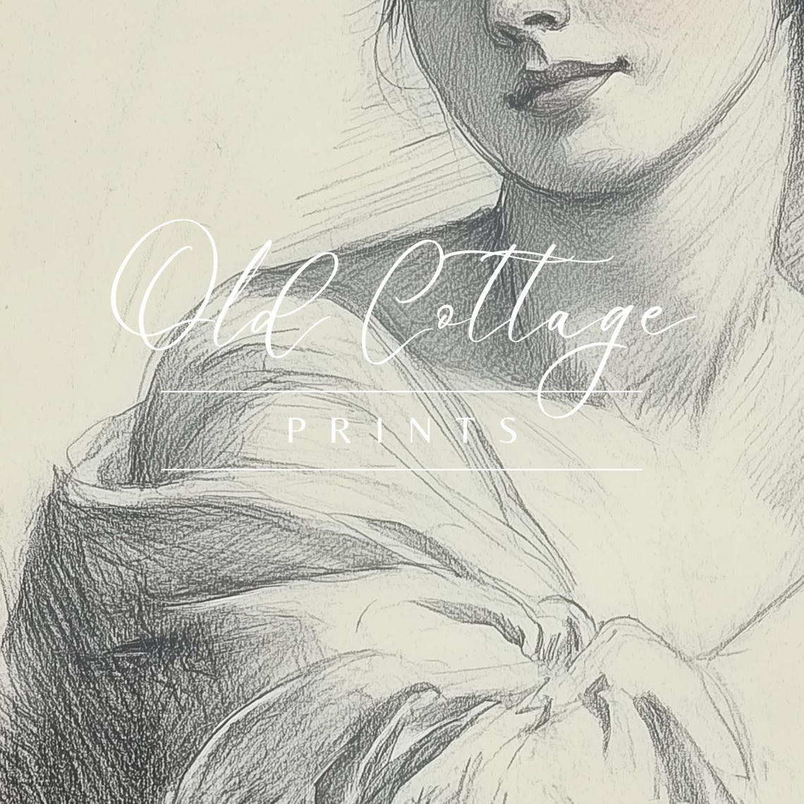 Young Woman Pencil Portrait Sketch Classic Drawing Study Art Print - Image 2