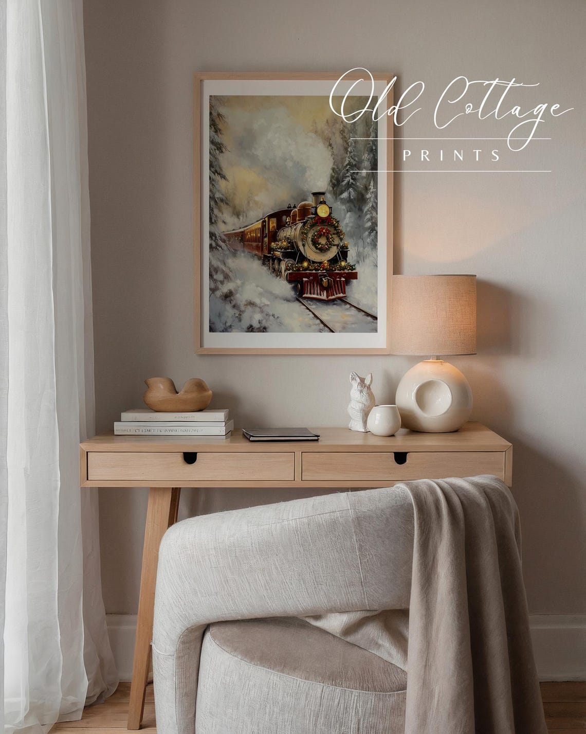 Christmas Steam Train Traveling Through Snowy Winter Forest Poster - Image 3