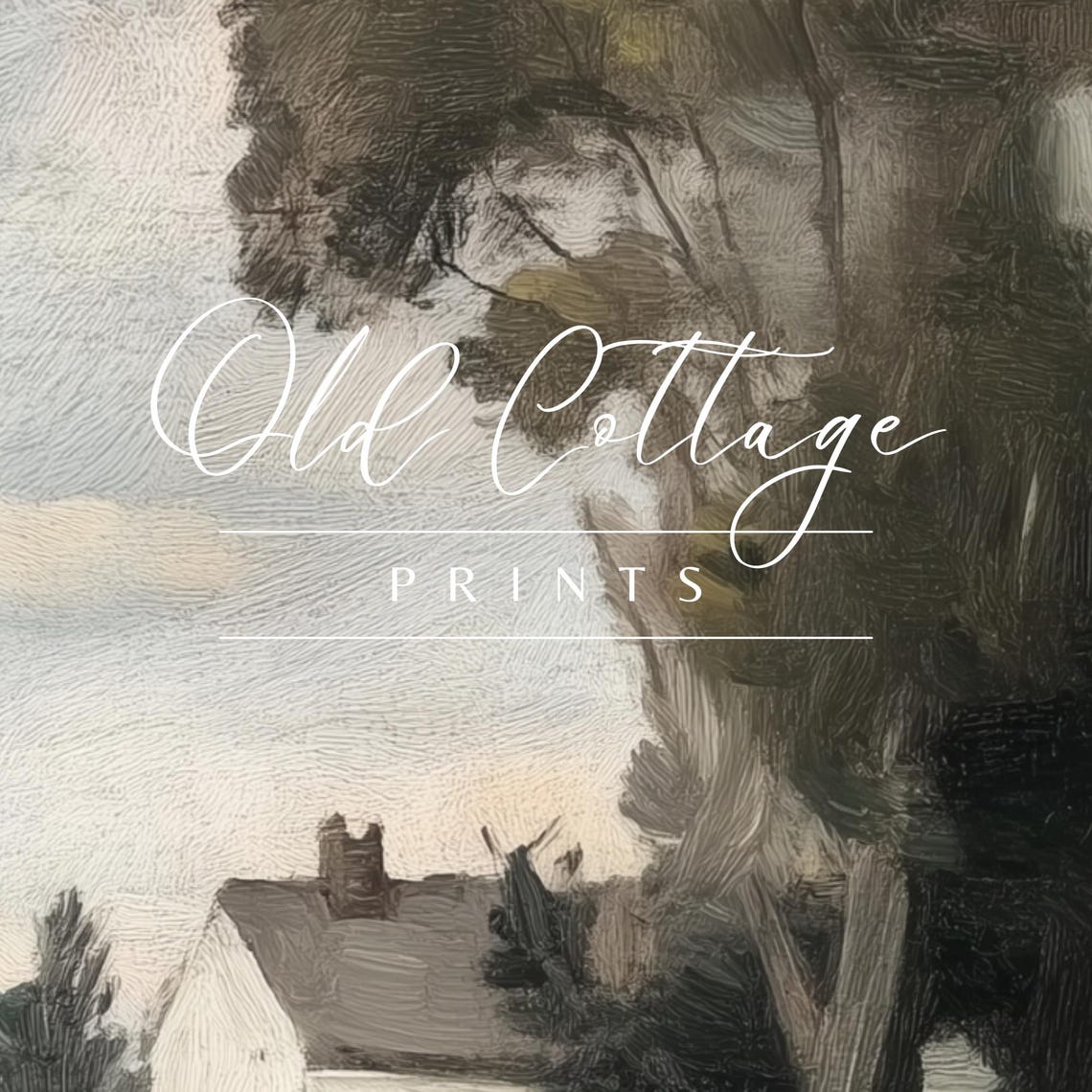 White Cottage Among Dark Trees Moody Vintage Landscape Art Poster - Image 2