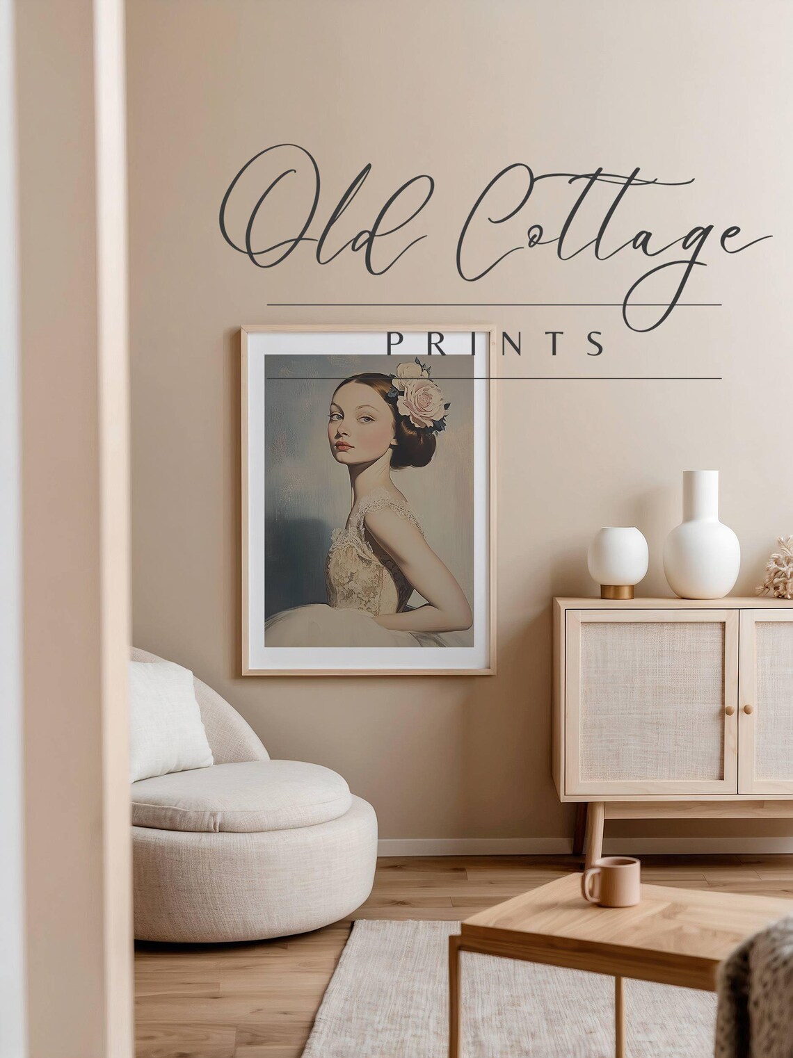 Romantic Vintage Portrait Woman in Lace Dress with Rose Poster - Image 2