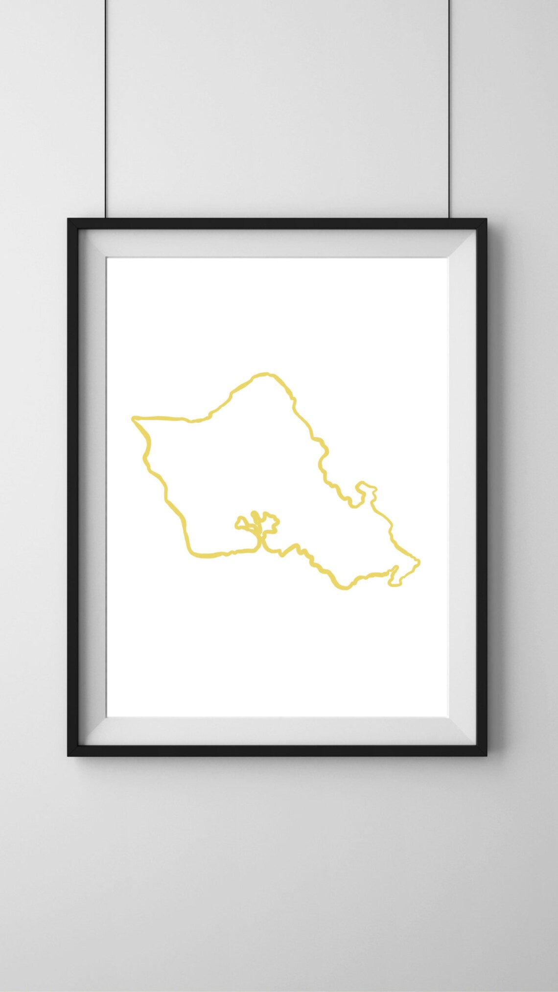 Oahu Hawaii Minimalist Map Outline Gold Line Art Travel Island Decor Poster