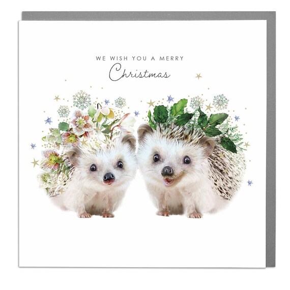 Hedgehogs Happy Christmas Greeting Card